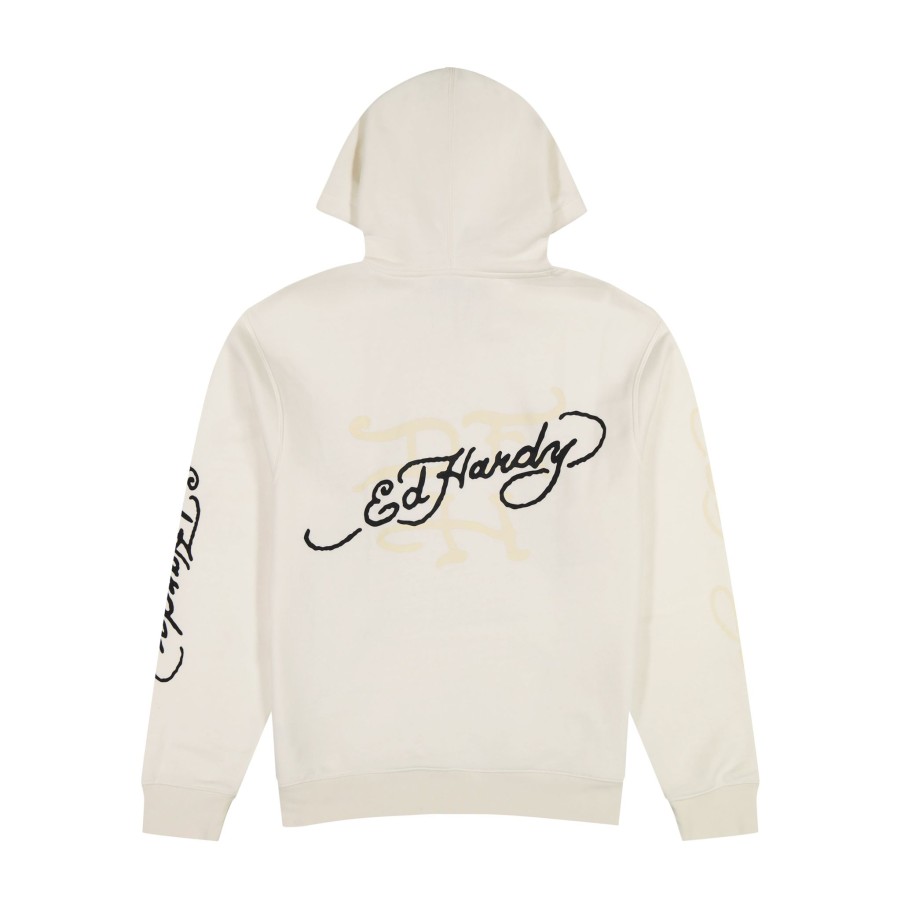 Men Ed Hardy | Japan Dragon Pullover Hoodie Ivory