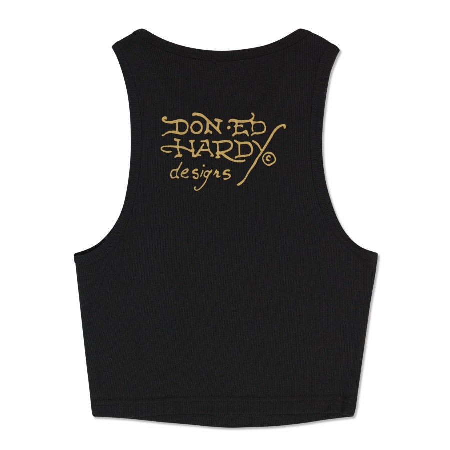 Women Ed Hardy | True Love Rib Knit Tank Black