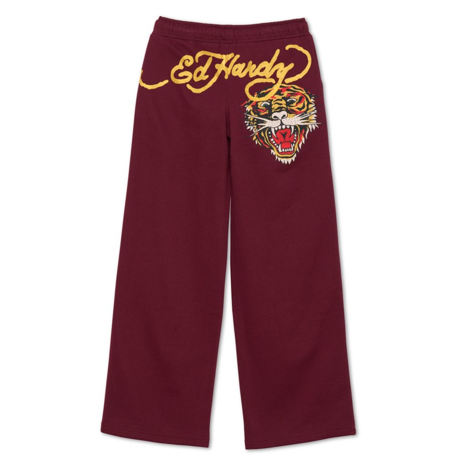 Women Ed Hardy | Retro Tiger Flare Sweatpants Sangria