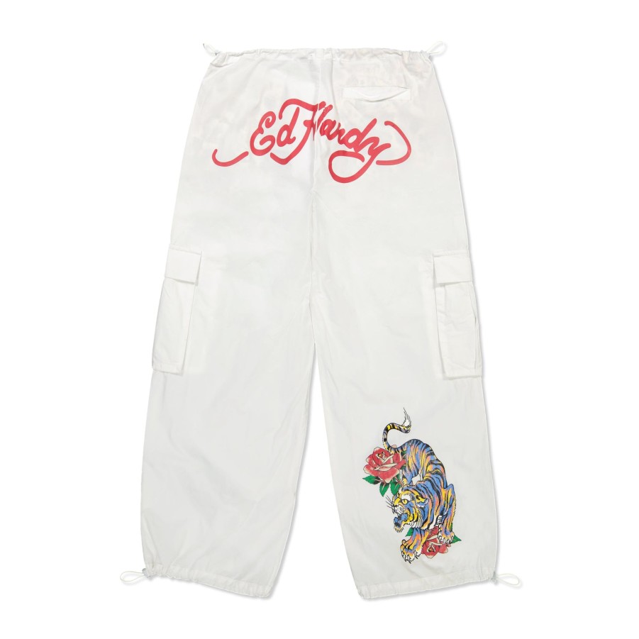 Women Ed Hardy | Tiger Rose Cargo Pant White